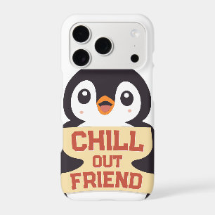 Chill out, friend: Cute Penguin Holding a Sign iPhone 17 Pro Case
