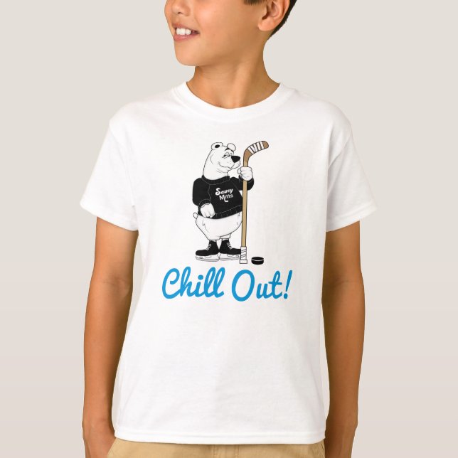Chill Out Hockey Polar Bear T-Shirt (Front)