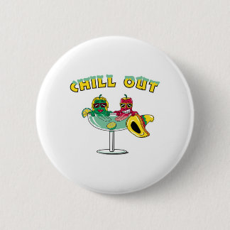 Chill Out Margarita Chili Peppers Pinback Button