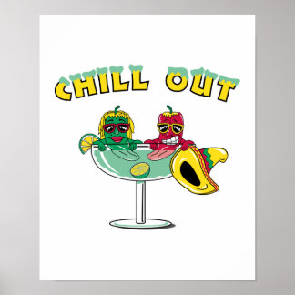 Chill Out Margarita Chili Peppers Poster