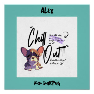 Chill out motivational quote pink teal watercolour poster