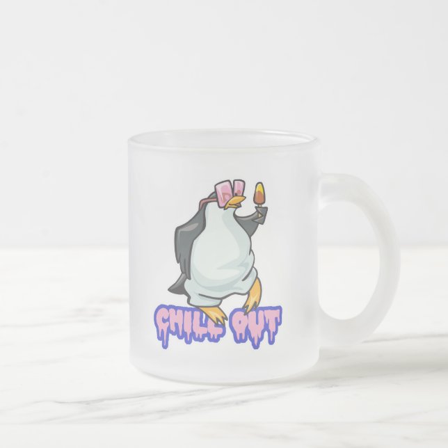 chill out penguin frosted glass coffee mug (Right)