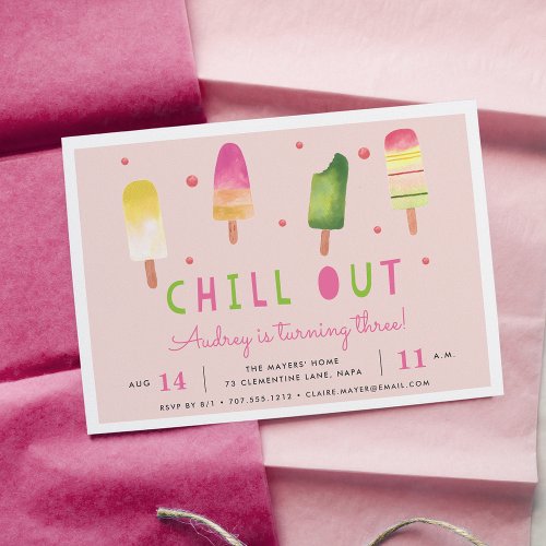 Chill Out  Popsicle Birthday Party Invitation