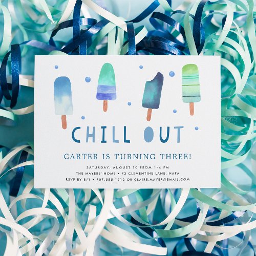 Chill Out  Popsicle Birthday Party Invitation