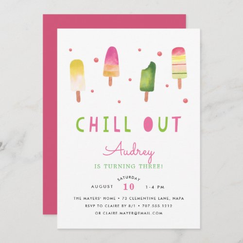 Chill Out  Popsicle Birthday Party Invitation