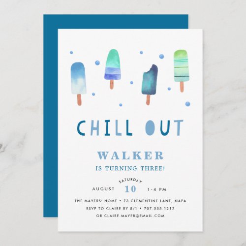 Chill Out  Popsicle Birthday Party Invitation