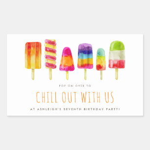 Chill Out Popsicle Party Kids Birthday Party Rectangular Sticker