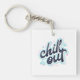 Chill Out Retro Typography Keychain