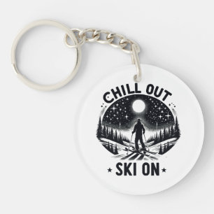 Chill out Ski on Keychain