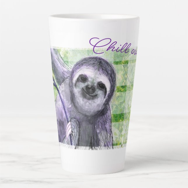Chill Out Sloth Painting Latte Mug (Front)