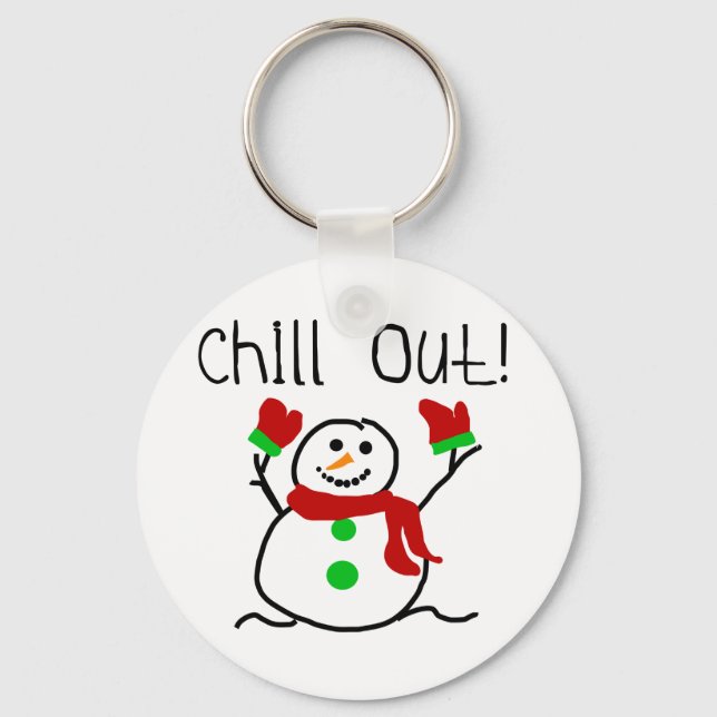 Chill Out Snowman Tshirts and Gifts Keychain (Front)