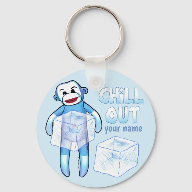 Chill Out Sock Monkey   keychain (Front)