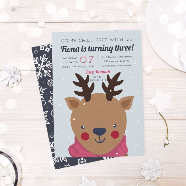 Chill Out | Winter Reindeer Birthday Party Invitation