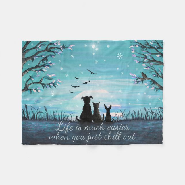 Chill Out Winter Sunset Fleece Blanket (Front (Horizontal))