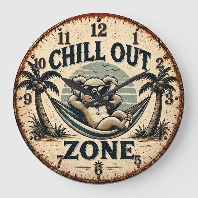 Chill Out Zone Funny Koala Large Clock (Front)