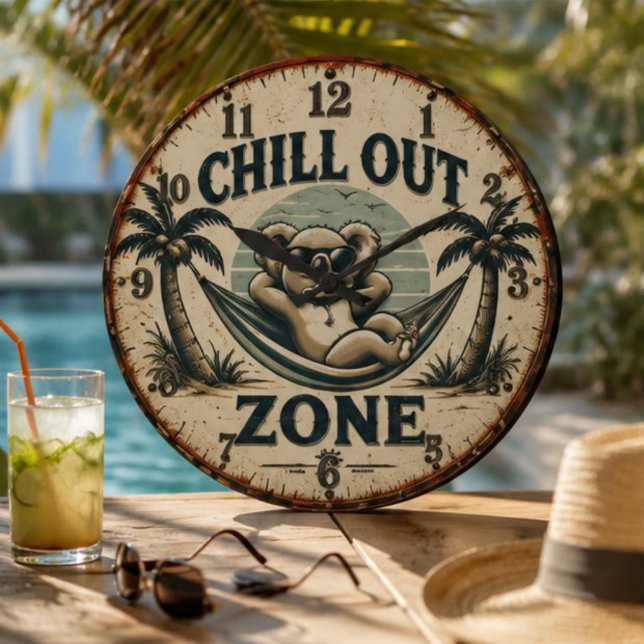 Chill Out Zone Funny Koala Large Clock (Creator Uploaded)