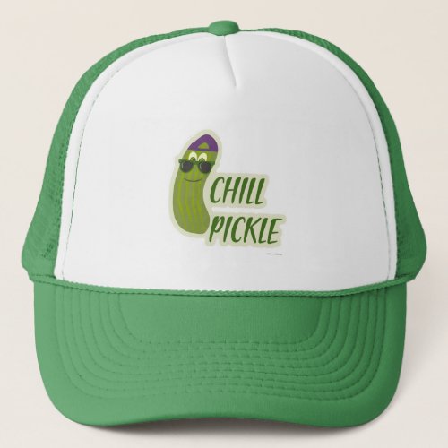 Chill Pickle Veggie Cartoon Character Trucker Hat
