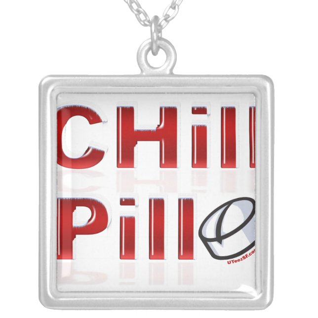 Chill Pill Funny PMS Silver Plated Necklace (Front)
