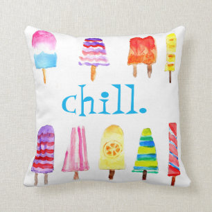 Chill Pill Watercolor Popsicle Relaxation Throw Pillow