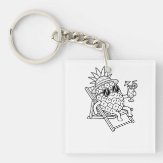 Chill Pineapple Summer Vibes Keychain