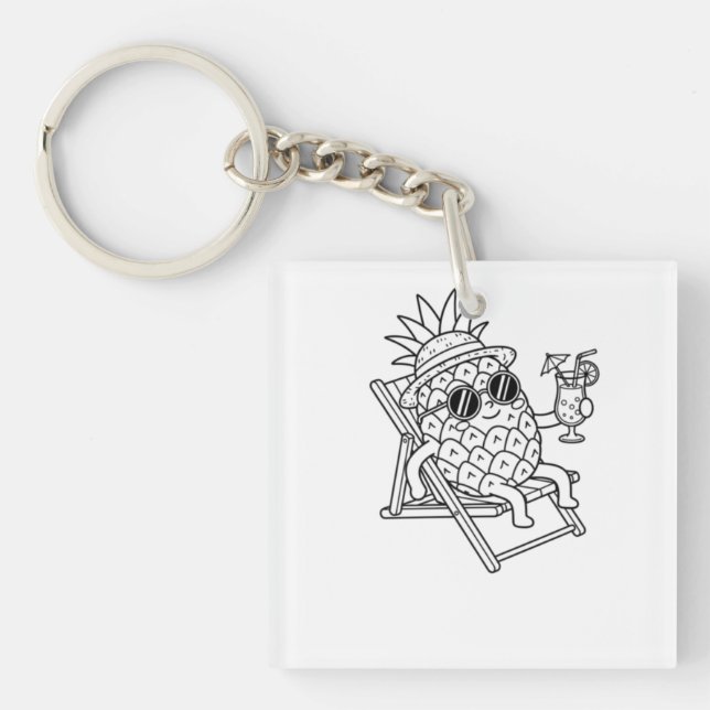 Chill Pineapple Summer Vibes  Keychain (Front)