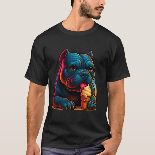 Chill Pup Glow – Bulldog Ice Cream Neon T-Shirt (Front)