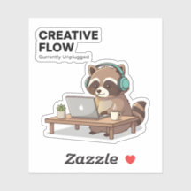 Chill Raccoon Coding Sticker Creative Flow Laptop