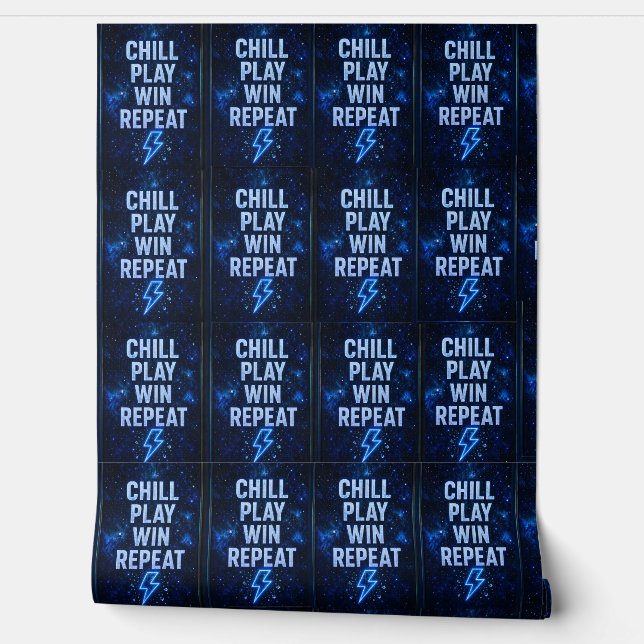 Chill, repeat futuristic blue neon pattern wallpap wallpaper  (Unrolling)