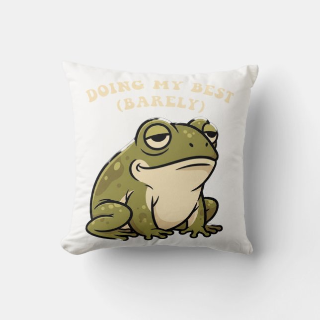 Chill Retro Frog Minimal Effort Square Pillow (Front)