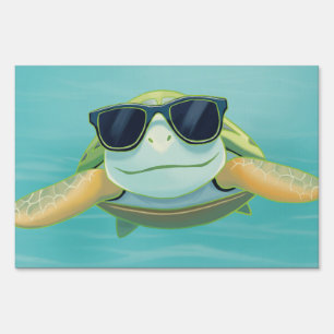 Chill Sea Turtle with Sunglasses – Underwater Vibe Sign