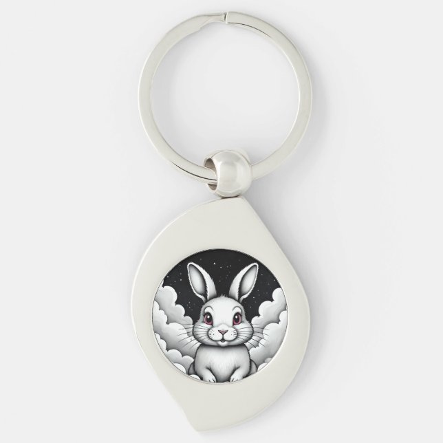 Chill Sky vibes Heavenly Bunny Keychain (Front)