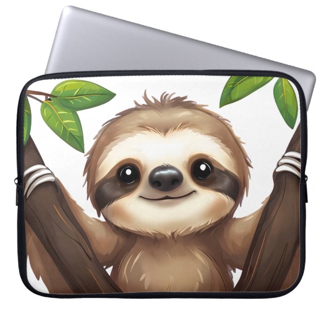 Chill Sloth Laptop Sleeve – Cute Anti-Hustle Tech  (Front)