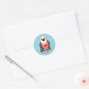 Chill Sloth with Glowing Heart Classic Round Sticker