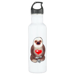Chill Sloth with Glowing Heart Stainless Steel Water Bottle
