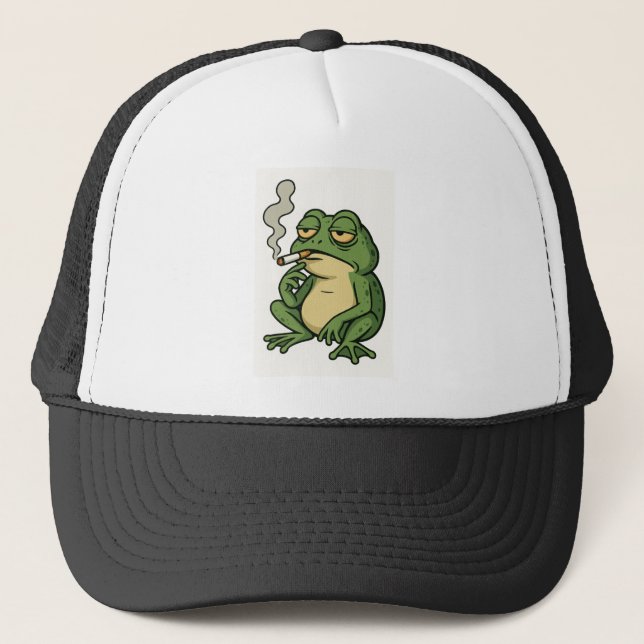 Chill Smoking Frog  Trucker Hat (Front)