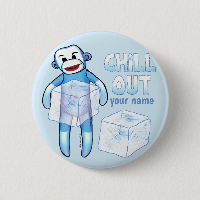 Chill Sock Monkey   Button (Front)