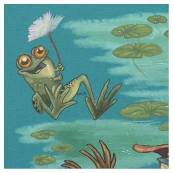 Chill Summer Frogs Fabric by Shadowind_ErinCooper at Zazzle