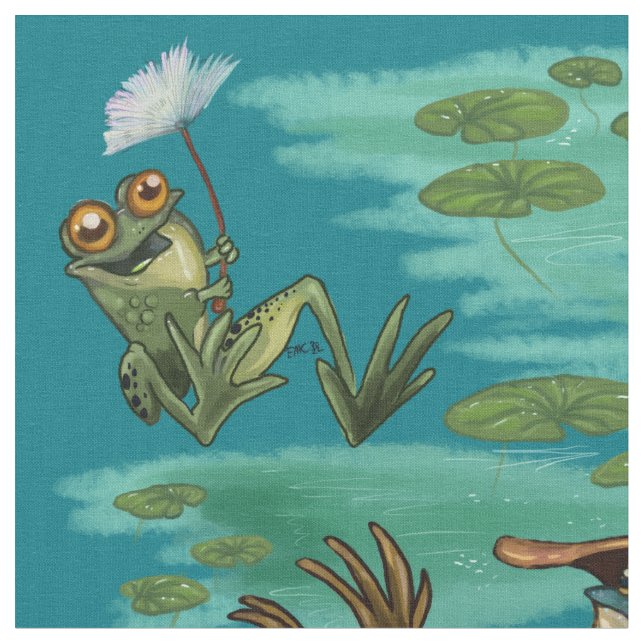 Chill Summer Frogs Fabric (Close Up)