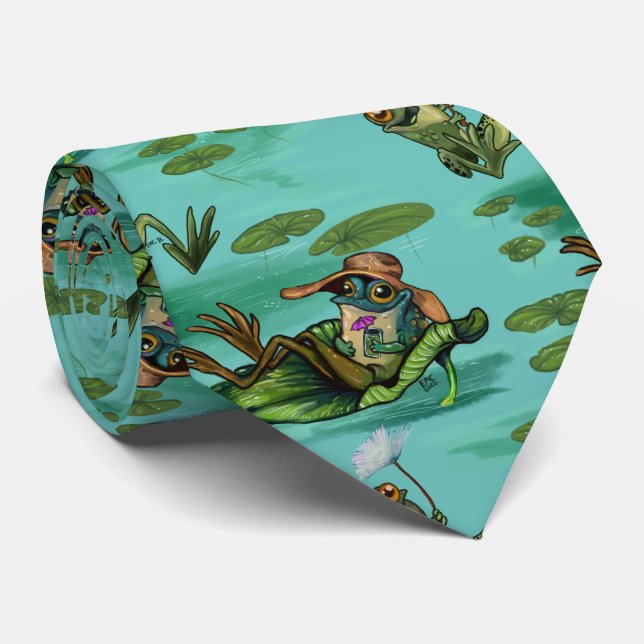 Chill Summer Frogs Neck Tie (Rolled)