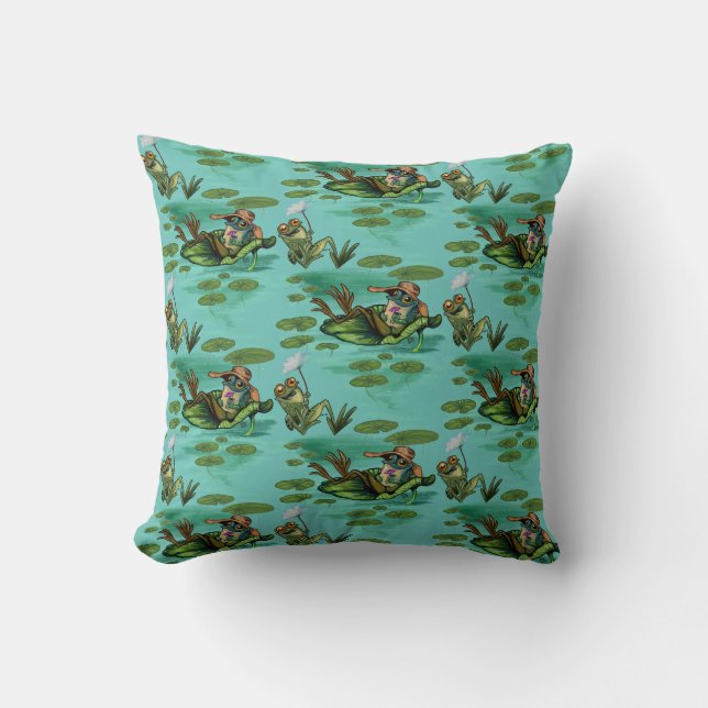 Chill Summer Frogs  Throw Pillow (Front)