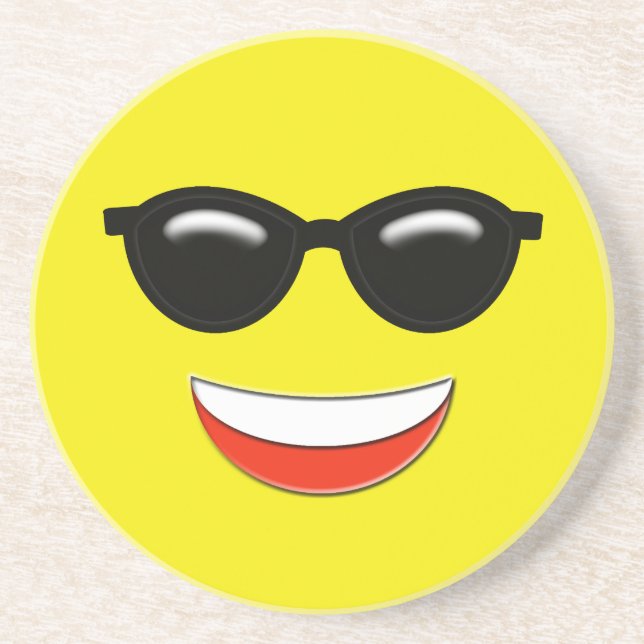 Chill Sunglasses Emoji Drink Coaster (Front)