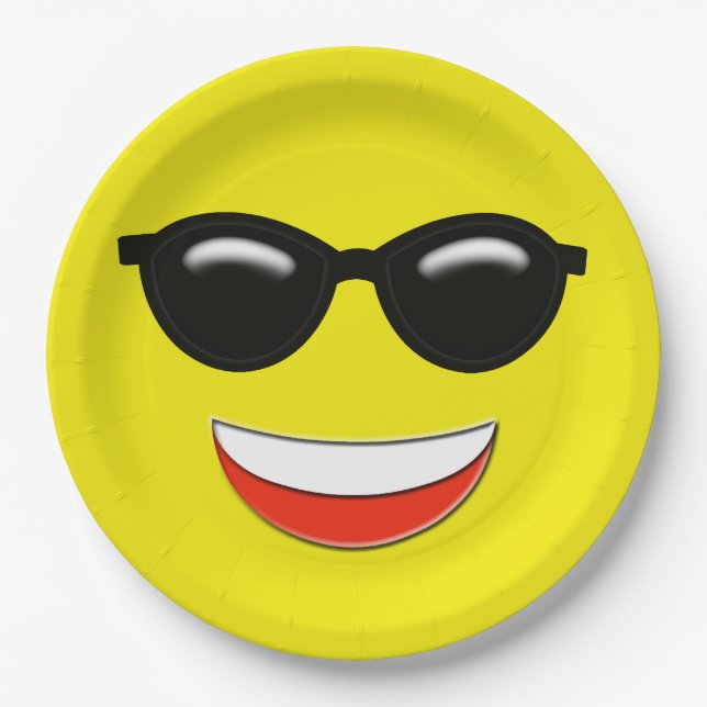 Chill Sunglasses Emoji Paper Plates (Front)