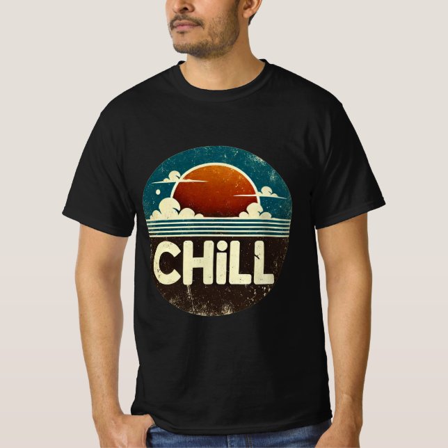 Chill Sunset: Clouds and Ocean Serenity T-Shirt (Front)