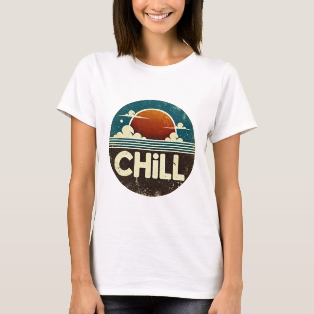 Chill Sunset: Clouds and Ocean Serenity T-Shirt (Front)
