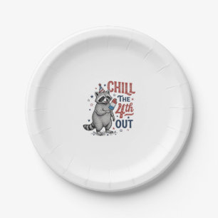 Chill The 4th Out Raccoon Patriotic Shirt Design ( Paper Plates