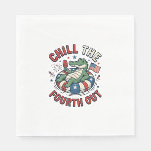 Chill The Fourth Out Alligator Patriotic Shirt Des Napkins