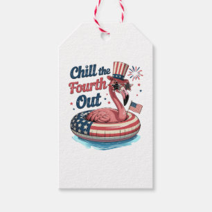 Chill The Fourth Out Funny 4th of July Flamingo Gift Tags