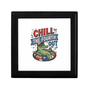 Chill The Fourth Out Funny Alligator Summer Shirt  Gift Box