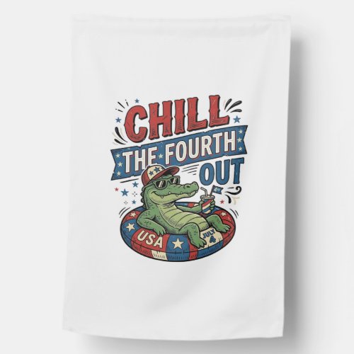 Chill The Fourth Out Funny Alligator Summer Shirt House Flag