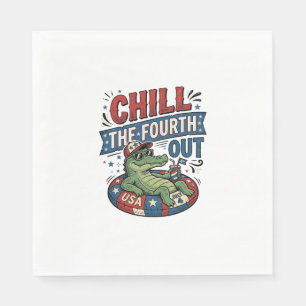 Chill The Fourth Out Funny Alligator Summer Shirt Napkins